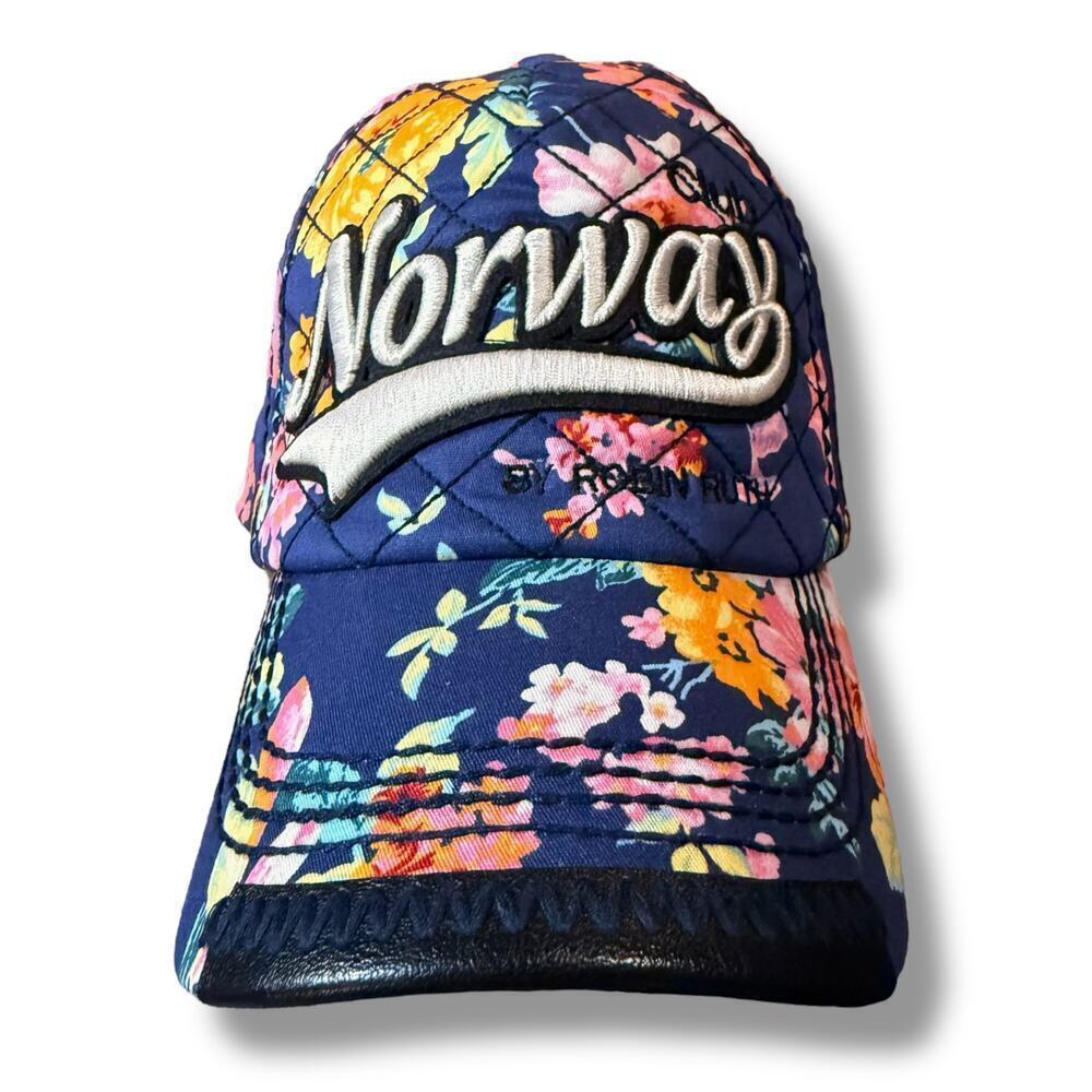 NWT Robin Ruth Ball Cap Unisex Norway Embroidered Quilted Floral Snap Back Hat